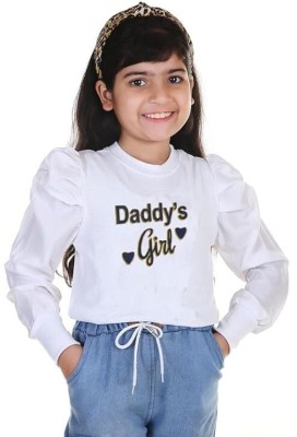 BHUMIHAR Girls Casual Cotton Lycra Blend Top(White, Pack of 1)