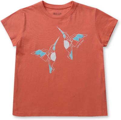 GINI & JONY Baby Girls Casual Cotton Blend Knit Top(Orange, Pack of 1)