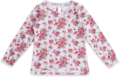 Pantaloons Junior Girls Casual Pure Cotton Top(Pink, Pack of 1)