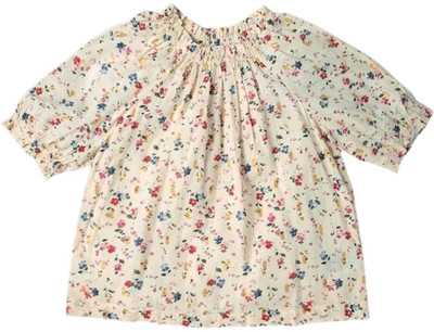 GAP Girls Casual Pure Cotton Gathered Top(Beige, Pack of 1)