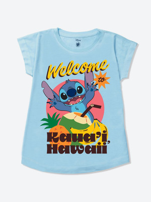 YK Disney Girls Polycotton Raglan Top(Blue, Pack of 1)