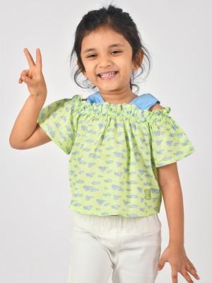 TALES & STORIES Girls Casual Rayon Top(Green, Pack of 1)