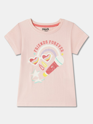 R&B Girls Casual Pure Cotton Top(Pink, Pack of 1)