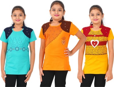 DSP Trends Girls Party Pure Cotton Top(Multicolor, Pack of 3)