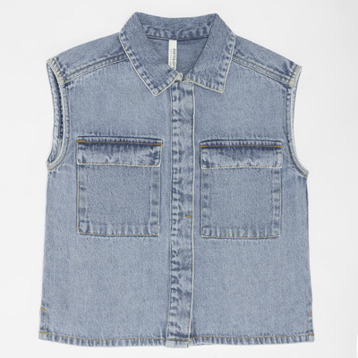 Pantaloons Junior Girls Cotton Blend A-line Top(Blue, Pack of 1)