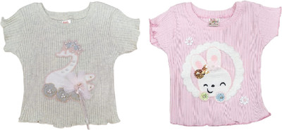 KETI MINI Baby Girls Casual Pure Cotton Top(Multicolor, Pack of 2)
