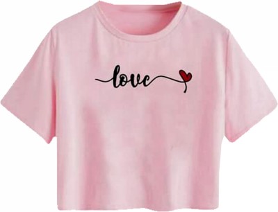 LOVO Girls Casual Cotton Blend Crop Top(Pink, Pack of 1)