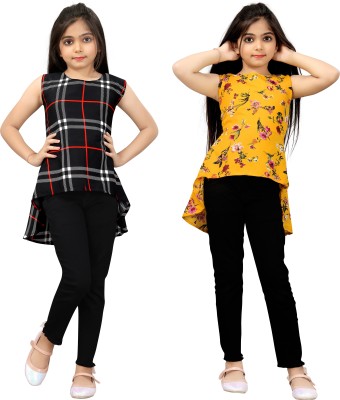 J 2 Fashion Girls Casual Crepe Tunic Top(Multicolor, Pack of 2)