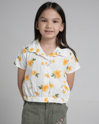 Under Fourteen Only Girls Casual Pure Cotton Top(White, Pack of 1)