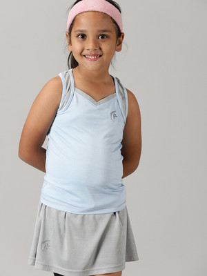 KiddoPanti Girls Casual Polyester Blend Top(Light Blue, Pack of 1)