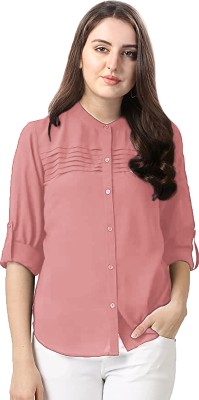 FASHIOFFLY Girls Casual Polycotton Shirt Style Top(Pink, Pack of 1)
