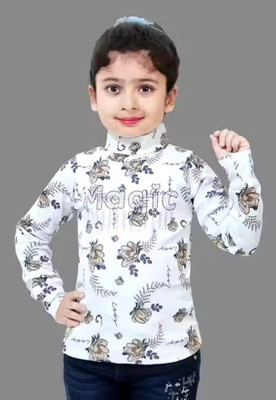 BRC FASHION Girls Party Crepe A-line Top(White, Pack of 1)