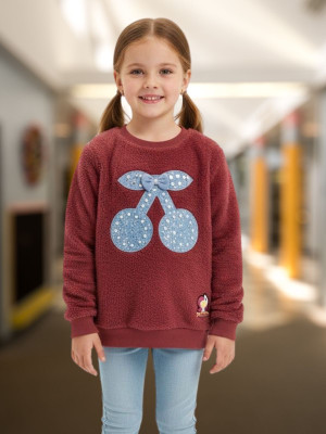 Pink Castle Girls Casual Velvet Full Sleeve Top(Multicolor, Pack of 1)