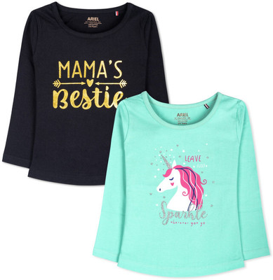 Ariel Girls Casual Cotton Blend Top(Multicolor, Pack of 2)