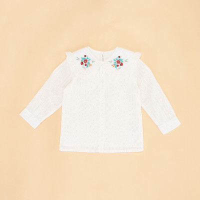 Pantaloons Baby Baby Girls Casual Pure Cotton Top(White, Pack of 1)