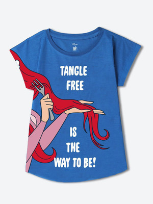 YK Disney Girls Polycotton Raglan Top(Blue, Pack of 1)