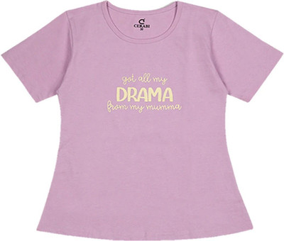 CERABI Girls Casual Pure Cotton Top(Purple, Pack of 1)