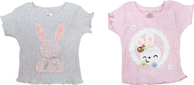 KETI MINI Baby Girls Casual Pure Cotton Top(Multicolor, Pack of 2)