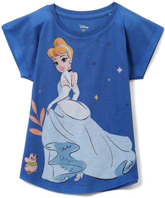 Disney By Wear Your Mind Girls Casual Polycotton Top(Blue, Pack of 1)