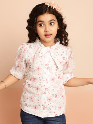 Miss & Chief Girls Party Polyester A-line Top(Pink, Pack of 1)
