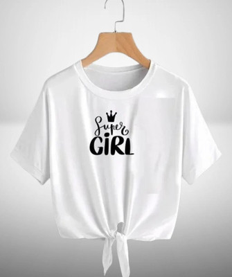 GEETU LOOKS Casual Polyester Crop Top(White, Pack of 1)
