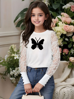 Wahoo Girls Cotton Blend Top(White, Pack of 1)