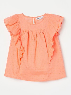 Fame Forever by Lifestyle Girls Casual Pure Cotton A-line Top(Orange, Pack of 1)