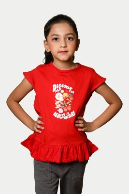 radprix Girls Casual Pure Cotton Top(Red, Pack of 1)
