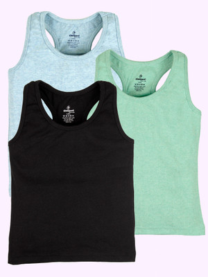 KiddoPanti Girls Casual Cotton Blend Tank Top(Multicolor, Pack of 3)