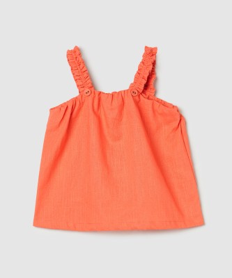 MAX Baby Girls Casual Pure Cotton Top(Orange, Pack of 1)