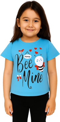 CERABI Girls Casual Pure Cotton Top(Blue, Pack of 1)