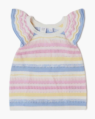 GAP Girls Casual Pure Cotton Knit Top(Multicolor, Pack of 1)