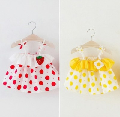 meticulous Baby Girls Party Pure Cotton Off Shouldered Top(Yellow, Pack of 2)