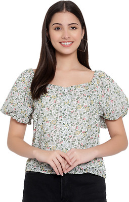 Celis Girls Casual Georgette Top(White, Pack of 1)