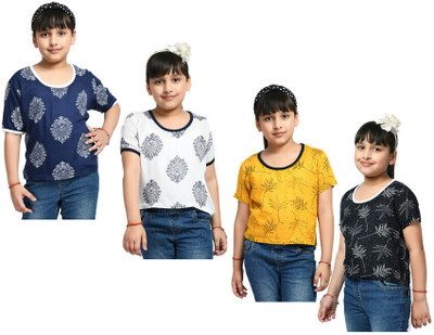 KAYU FAB Girls Casual Rayon Top(Multicolor, Pack of 4)