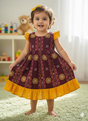 blimzone Girls Cotton Blend A-line Top(Maroon, Pack of 1)