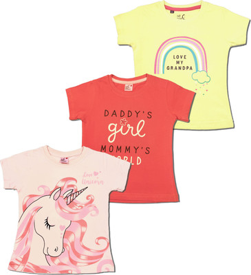 THE CHILD COMPANY Baby Girls Cotton Jersey A-line Top(Multicolor, Pack of 3)