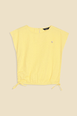 Allen Solly Girls Casual Pure Cotton Top(Yellow, Pack of 1)