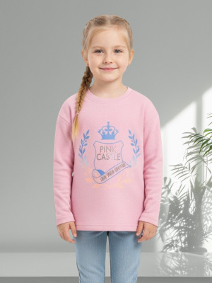 Pink Castle Girls Casual Cotton Lycra Blend Full Sleeve Top(Pink, Pack of 1)