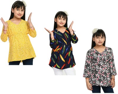 IndiWeaves Girls Casual Crepe Top(Multicolor, Pack of 3)