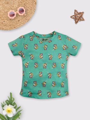 ETEENZ Girls Casual Cotton Blend Top(Light Green, Pack of 1)