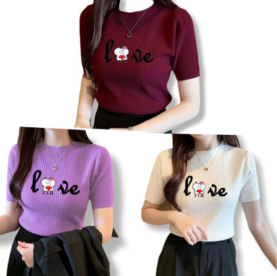 priyanshu collection Girls Casual Cotton Blend Crop Top(Multicolor, Pack of 3)