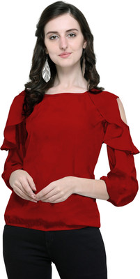 ORIEX THE ORIGINAL FASHION Casual Solid Women Red Top