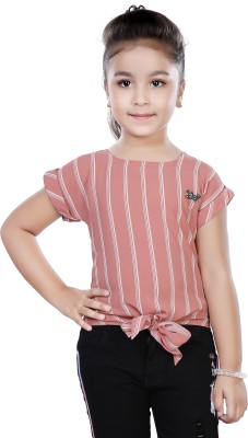 HUNNY BUNNY Girls Casual Polyester Top(Pink, Pack of 1)