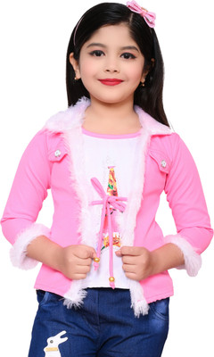 RRFASHION Girls Casual Cotton Blend Layered Top(Pink, Pack of 1)