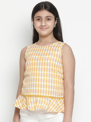 OXOLLOXO Girls Casual Viscose Top(Yellow, Pack of 1)