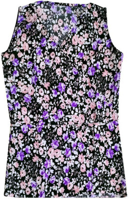 IndiWeaves Girls Casual Crepe A-line Top(Black, Pack of 1)