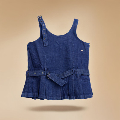 Purple United Kids Girls Pure Cotton Top(Dark Blue, Pack of 1)