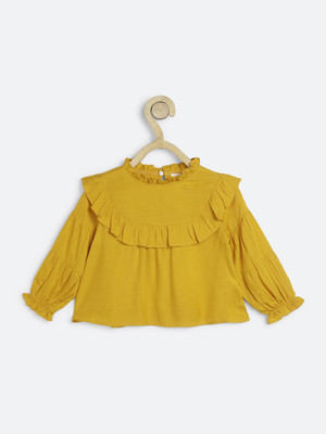 chuppan chupai Girls Casual Viscose Blend Top(Yellow, Pack of 1)