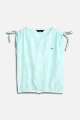 Allen Solly Girls Casual Pure Cotton Top(Green, Pack of 1)